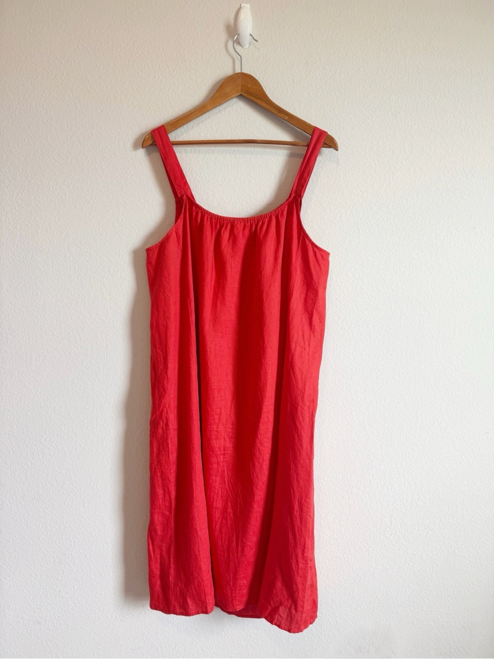 Eileen Fisher Flame Red Organic Linen Cami Lightweight Midi Dress Size Large - Picture 8 of 10